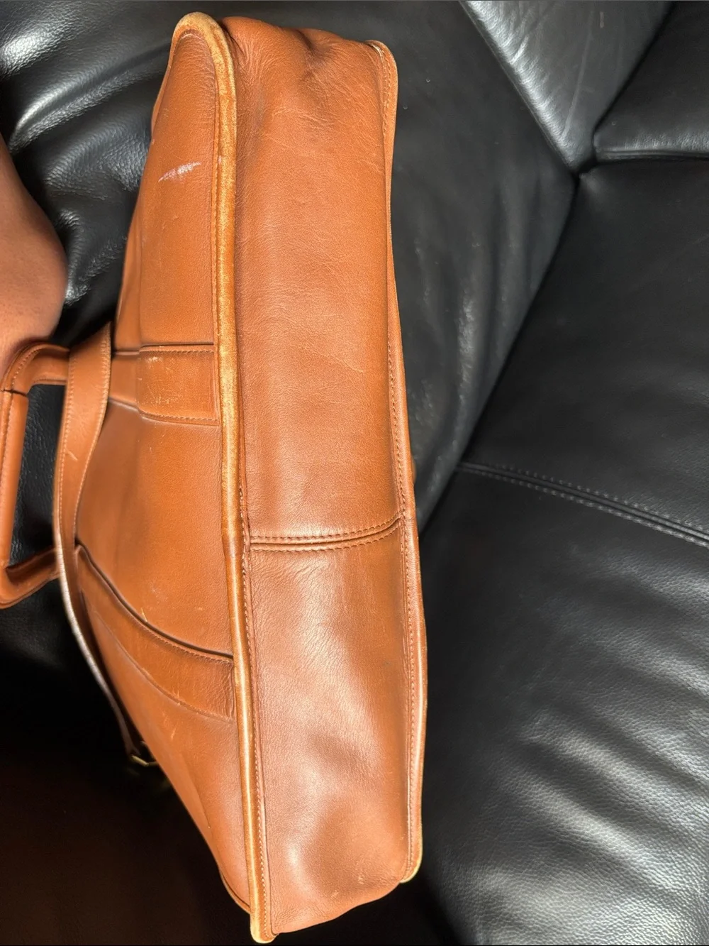 Coach Cognac Leather Briefcase with Shoulder Strap